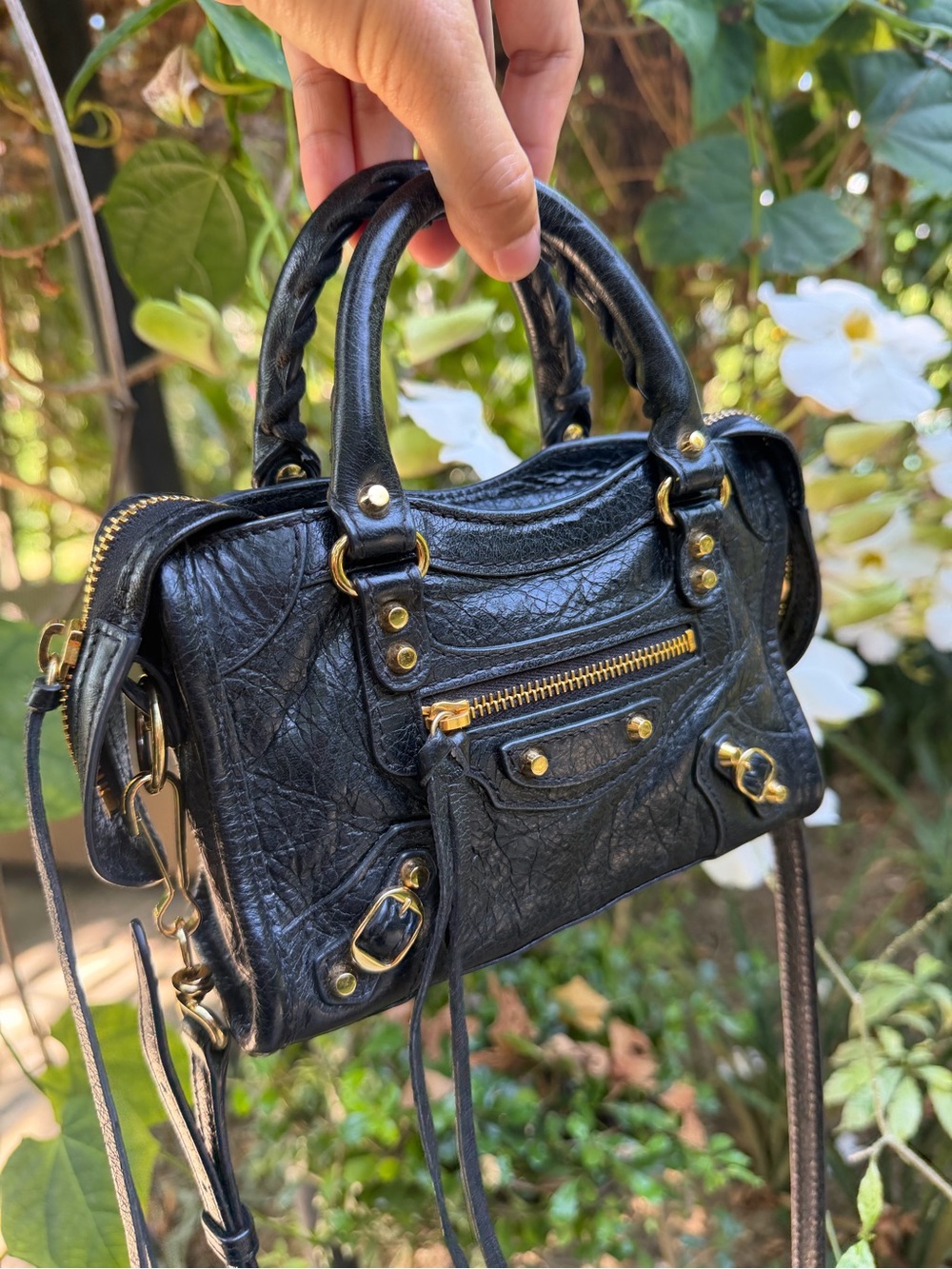 🎀BALENCIAGA Agneau Giant 12 Gold Hardware Micro City Gris Fossile - Picture 4 of 17